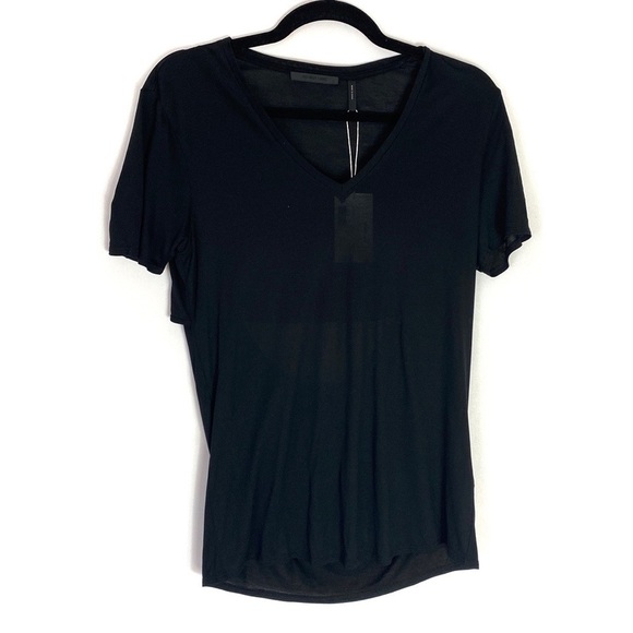 Helmut Lang black Slash Back Jersey V-neck t-shirt small NWT - Picture 2 of 7